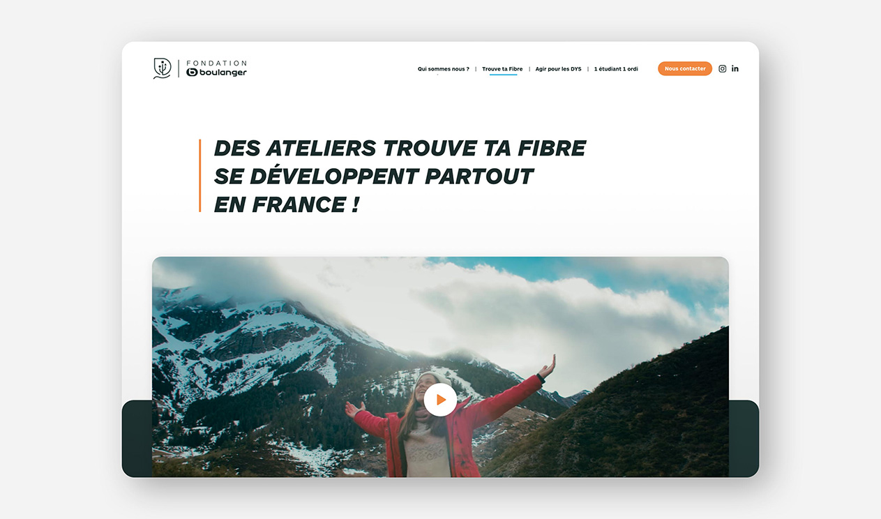 Mockup du site web de la Fondation Boulanger, développé par Snowfall Studio