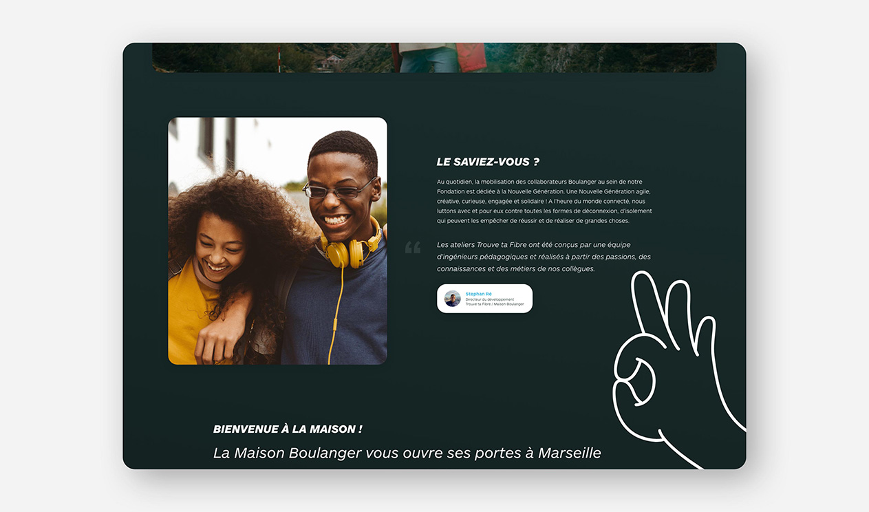 Mockup du site web de la Fondation Boulanger, développé par Snowfall Studio