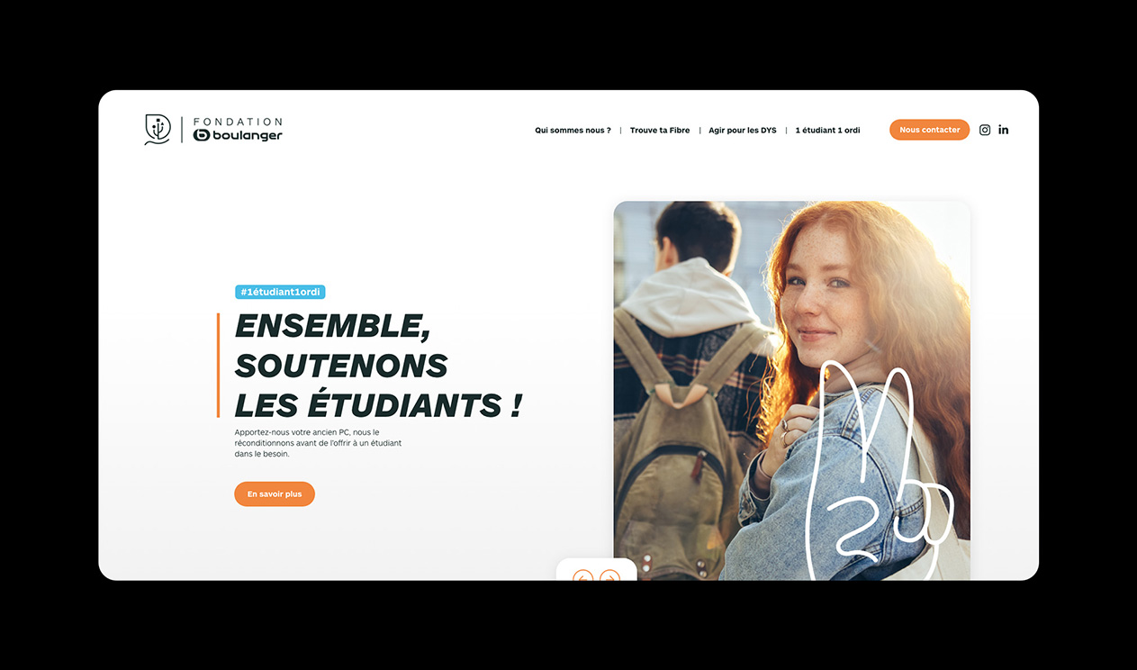 Mockup du site web de la Fondation Boulanger, développé par Snowfall Studio