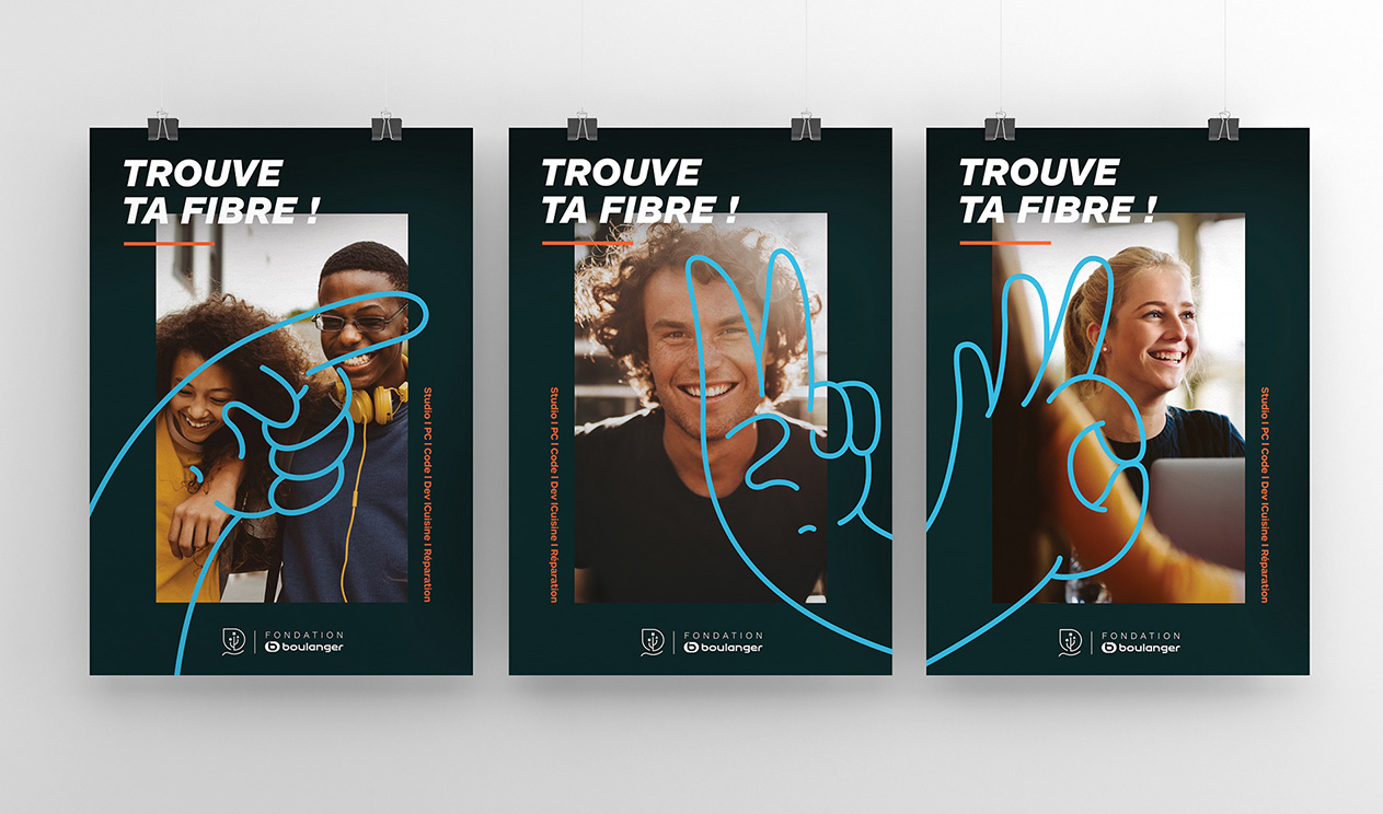 Mockup de 3 affiches pour la campagne du projet de la Fondation Boulanger